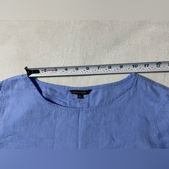 John Mark Women's Large Blue Top Tunic 100% Linen‎ - Picture 5 of 10